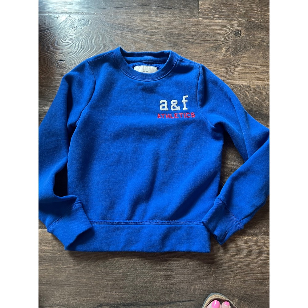 Abercrombie Kids Blue a&f Athletics Crewneck Sweatshirt Fleece Pullover Small S